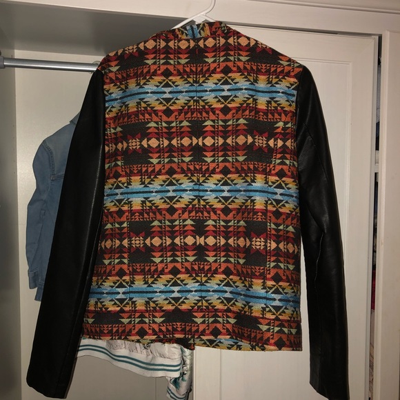 Leather jacket black & patterned - Picture 2 of 3